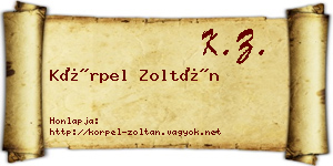 Körpel Zoltán névjegykártya